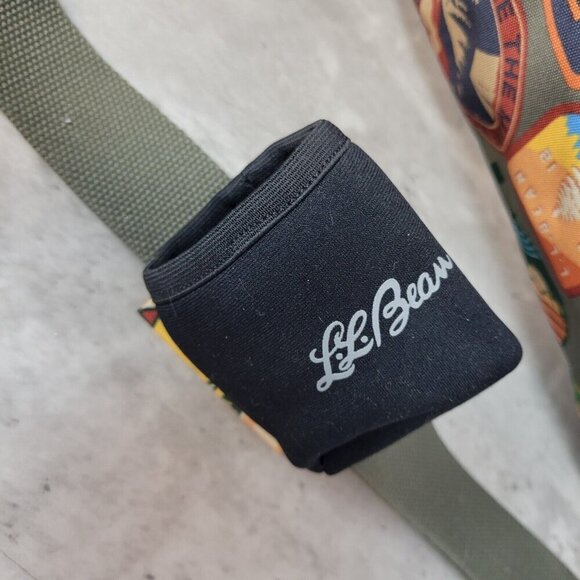 LL Bean Canvas Cooler Sling Bag‎ Leather Trim Camping Hiking Fishing - Picture 6 of 8